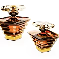 Elegant Cosmetic Perfume Bottles With Amber Layered Glass Body And Transparent Geometric Caps