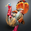 Colorful Turkey With Vibrant Feathers Red Wattle And Spread Tail