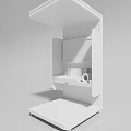 Medical Exhibition Hall Featuring 5G Micro Clinic Booth With Diagnostic Equipment And Digital Screen