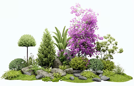 Modern plant combination flower border group plant landscaping plant pile shrub ball privet landscape stone courtyard sketch 3d model