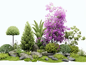Modern plant combination flower border group plant landscaping plant pile shrub ball privet landscape stone courtyard sketch 3d model