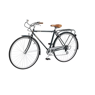 Classic Bicycle Design With Brown Leather Seat Black Frame And Rear Rack 3d model