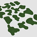 Green Layered 3D Models With Irregular Shapes And Textured Surfaces On White Background
