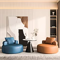 Modern Casual Sofa Combination Lazy Sofa Tatami Internet Popular Balcony Round Sofa Small Apartment Reclining Single Seat 3d model