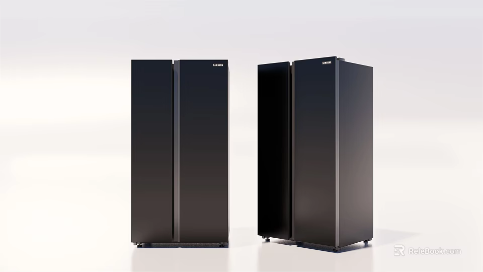 Haier Modern Black Upright Double Door Refrigerator Freezers For Home Kitchen Use 3d model 