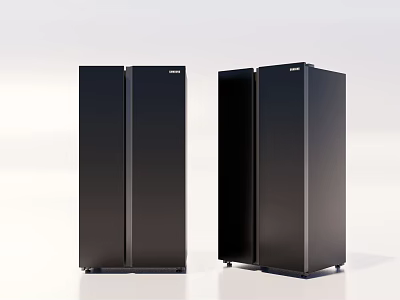 Haier Modern Black Upright Double Door Refrigerator Freezers For Home Kitchen Use 3d model