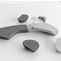 Modern Modular Sofa Coffee Table Combination With Irregular Gray And Light Gray Shapes Design 3d model
