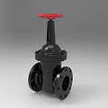 Black Blue Yellow Gate Valves Featuring Red Handles And Durable Design 3d model