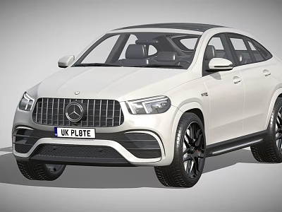 White Mercedes Coupe Style SUV With UK Plate And Black Wheels Modern Design 3d model