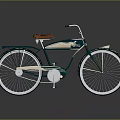 Vintage Bicycle With Green Cream Frame Brown Leather Seat And White Spoke Wheels