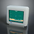 White ESA Computer Monitor With Green Screen Interface And Display Graphics