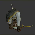 3D Fantasy Creature Model With Blue Body Glowing Details Muscular Limbs And Tail