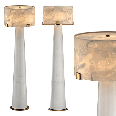 Modern Floor Lamps With Textured Shade White Pole And Gold Accents Home Decor 3d model