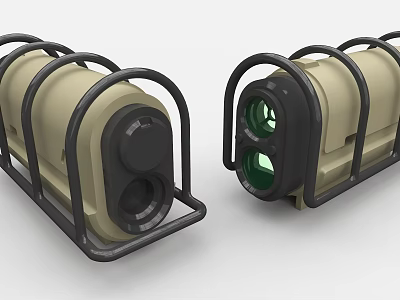 High Precision Dual Industrial Optical Equipment With Beige Housing Black Metal Frame Green Lens 3d model