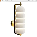 Modern Wall Light With Layered White Shades And Brass Mounting Design
