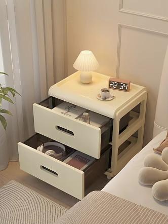Nordic Cream Simple Bedside Cabinet Bucket Cabinet 3d model