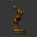 Golden Unicorn Decorative Statue In Rearing Stance With Shiny Pedestal Base