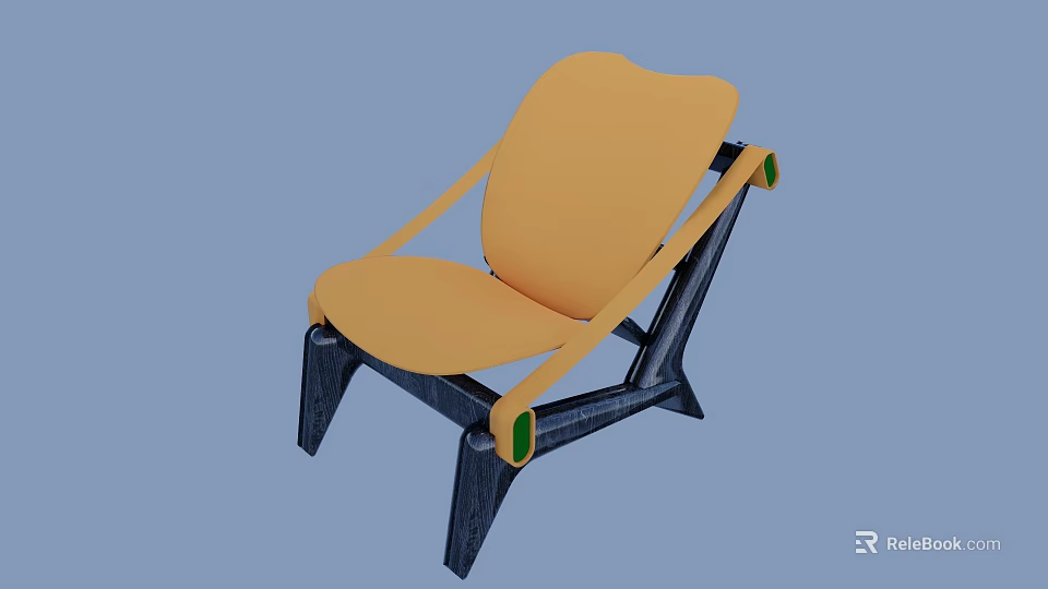 Modern Orange Leisure Chair With Black Armrests Green Accents And Sleek Design 3d model 