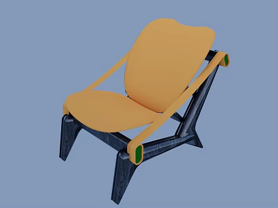 Modern Orange Leisure Chair With Black Armrests Green Accents And Sleek Design 3d model