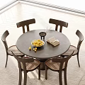 Modern Middle-style Round Dining Table and Chair 3d model