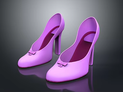 Stylish Feminine Pink High Heels with Bow Detail and Stiletto Heel Design 3d model