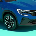 Blue Car Front Design Featuring Modern LED Headlights Stylish Alloy Wheels And Black Grille