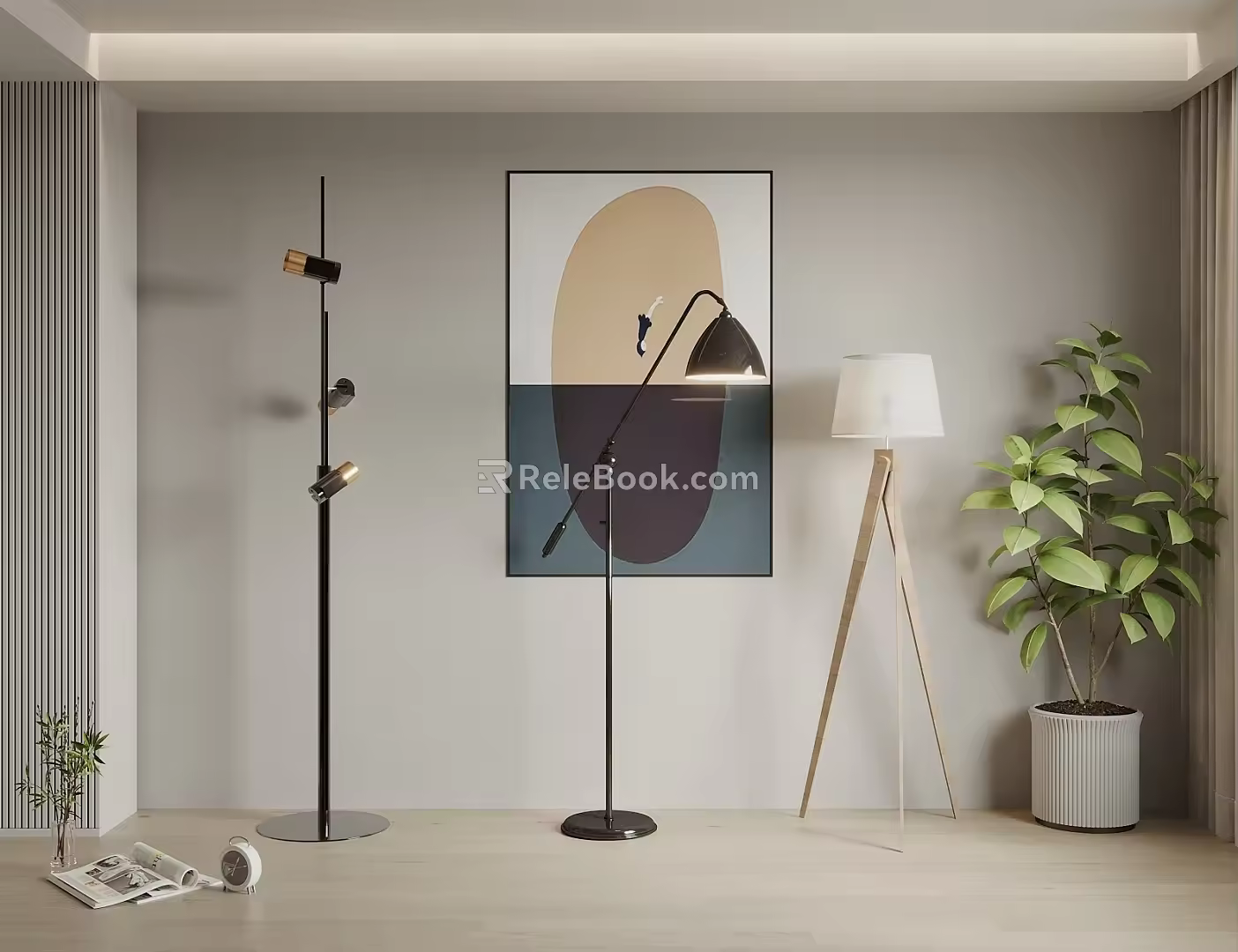 modern floor lamp reading lamp log wind floor lamp 3d model