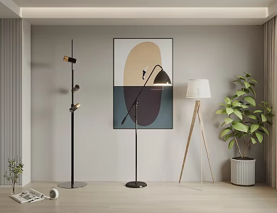modern floor lamp reading lamp log wind floor lamp 3d model