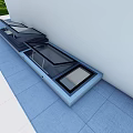Modern Detached Villa Featuring Skylights Blue Tiled Flooring White Wall And Green Grass