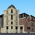 Traditional Modern Architecture With Red Brick Facade Glass Curtain Wall Multi Storey Building Main Entrance