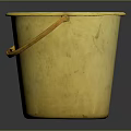 Practical Yellow Household Bucket With Golden Curved Handle For Daily Use