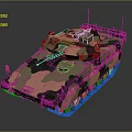 Military Camouflage Tank With Pink Brown Black Patterns And Top Equipment