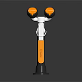 Medical Device With Vertical Stand Two Orange Circular Components Silver Frame And Orange Elongated Base 3d model