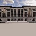 Modern Multi Story Apartment Building Exterior With Symmetrical Design And Balconies