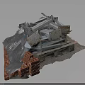 Abandoned Industrial Construction Debris With Rusted Metal Structures Broken Bricks And Corrugated Sheets