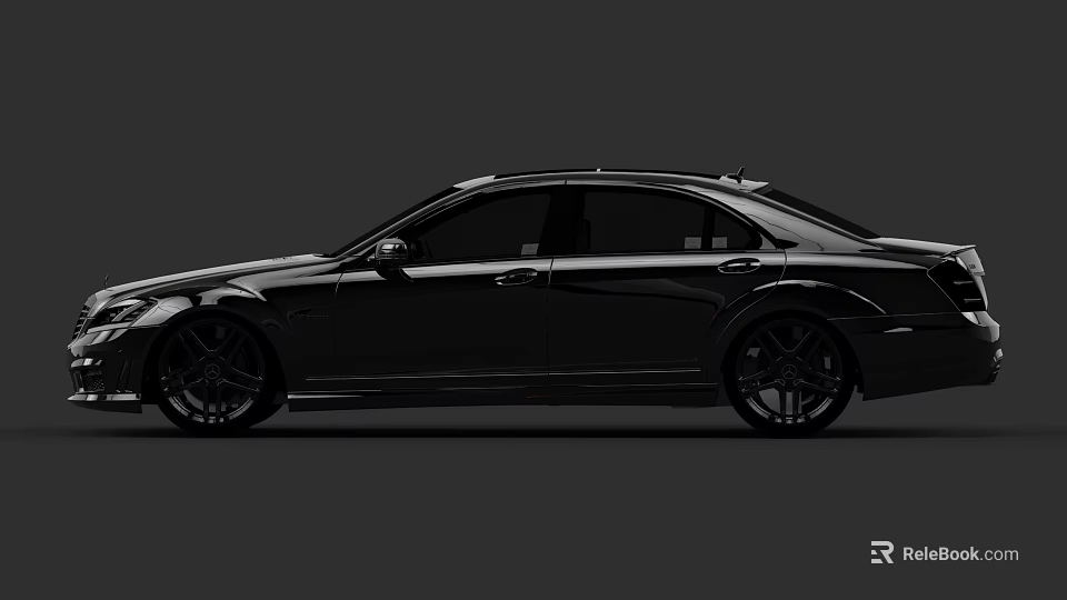 Black Sporty Sedan Featuring Sleek Side Profile And Large Alloy Wheels Design 3d model 