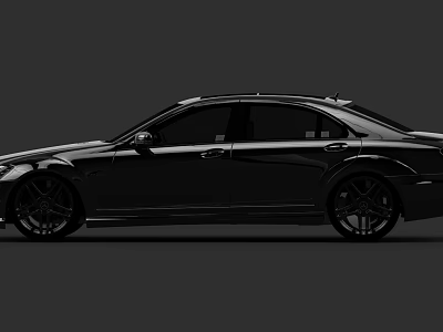 Black Sporty Sedan Featuring Sleek Side Profile And Large Alloy Wheels Design 3d model