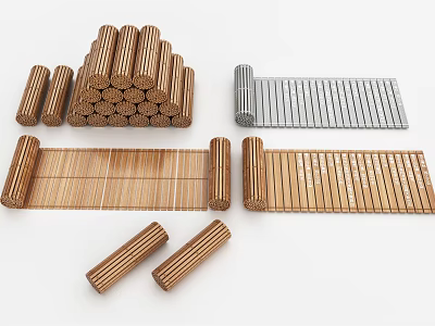 Traditional Book Scrolls Made Of Stacked And Unfolded Bamboo Writing Slips 3d model