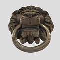 Lion's Door Buckle Lion's Head Metal Lion's Head Knocker Door Bolt Ancient Door Ringer Copper Door Handle Low Face Number Low Mold Simple Mold Movie and TV Grade Super Realistic 3d model