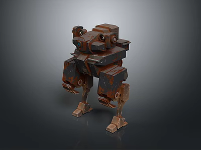 Mechanical Frog 3D Model Featuring Rusty Metal Robotic Structure And Biological Form 3d model