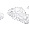 Wireframe Cloud 3D Mesh Design With Digital Grid Models And Structure 3d model