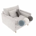 Elegant Sofa Coffee Table Combination With Beige Blue Fabric Pillows And Wooden Legs