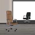 Modern High Back Office Chairs Brown and Dark Green Design Metal Frame Swivel Wheels