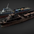 Modern Cargo Ship with Colorful Containers on Deck and Vintage Rusty Vessel 3d model
