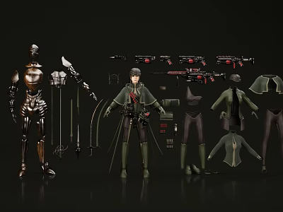 Game Movie Character Design Featuring Detailed 3D Models Costumes And Weapons 3d model