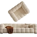 Modern Combination Sofa Cream Sofa Three-Seat Sofa Multi-Seat Sofa Single Person Sofa Fabric Lambskin Sofa 3d model