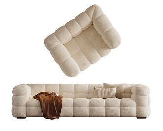 Modern Combination Sofa Cream Sofa Three-Seat Sofa Multi-Seat Sofa Single Person Sofa Fabric Lambskin Sofa 3d model