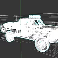 White Pickup Truck with Roof Rack Red Seats and Off Road Tires