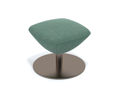 Modern Minimalist Stool with Green Padded Seat and Brown Metal Round Base 3d model