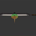 Anthropomorphic Bird Character With Wide Brimmed Hat Long Neck And Wings Beside Green Brown Staff